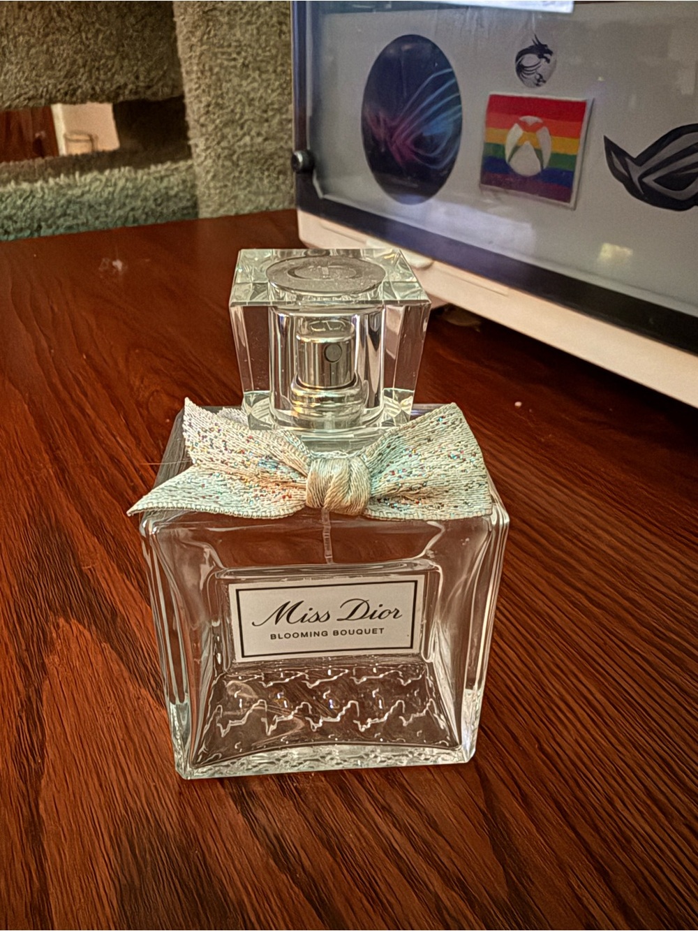 Miss Dior Blooming Bouquet Decorative Bottle - Clear Glass with Pastel Bow EMPTY